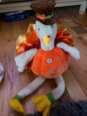 Plush Orange Turkey Thanksgiving Autumn Decoration